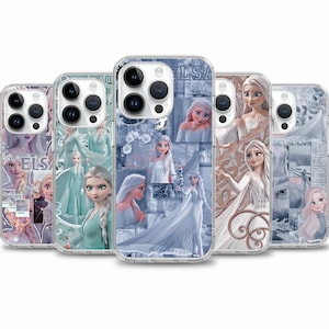 Funda de teléfono con dibujos animados de Elsa para iPhone 16e 16 15 14 13, funda para Samsung S25 S24 FE A15 A55 A35, funda para Google Pixel 9 8 7