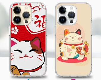 Japanese Maneki-nero Lucky Cat Phone Case for iPhone 16e 16
