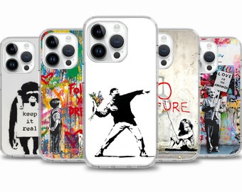 Célèbre coque de téléphone graffiti pour iPhone 15 14 13 12 11 coque pour Samsung S24 S23 FE A15 A55 A35 coque pour Google pixel 7 7A