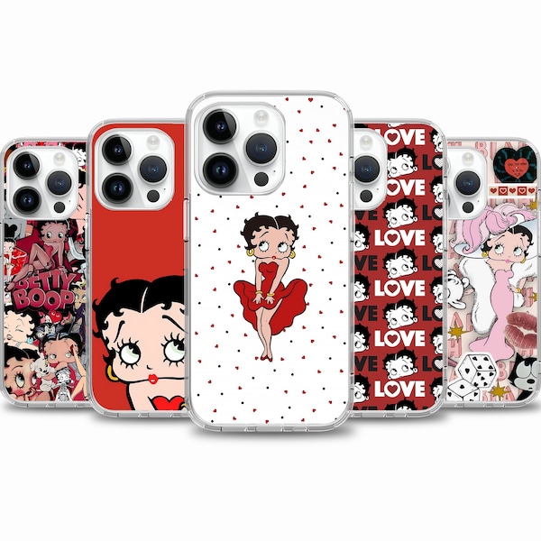 Coque Betty Boop Cartoon Manga Anime pour iPhone 15 14 13 12 11 Coque pour Samsung S24 S23 FE A15 A55 A35 Coque pour Google Pixel 7 7A