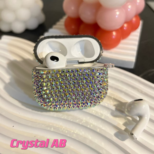 Glamorosos estuches para AirPods con diamantes de imitación, protegen y brillan, 100% hechos a mano, estuches Bling Airpods1/2/3 Pro 1/2, brillo cristalino, pide tu propio color