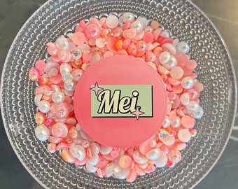 Mix di perle e strass in resina a dorso piatto: rosa, bianco, cristallo (30 g/sacchetto)