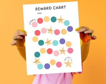 Rainbow Reward Chart, Kids reward chart, Sticker chart, Behaviour chart, Printable kids chart