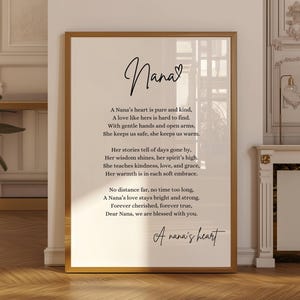 Nana Poem Print | Minimalist Nana Gift | Nana Wall Art | Grandmother Birthday Gift | Nana Quote | Mother&#39;s Day Gift for Nana