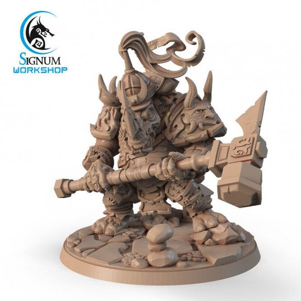 Yoshi, The Castle Crusher | Signum Workshop | 8K Resolution 3D Print | Durable Resin | DnD Fantasy Beastman Rhino Devil Demon TTRPG Mini