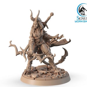 Tanrid, Archer of the Rebellion | Signum Workshop | 8K Resolution 3D Print | Durable Resin | DnD Fantasy Tiefling Demon Ranger TTRPG Mini