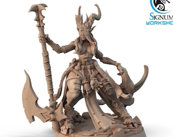 Bezem, the Demonblood | Signum Workshop | 8K Resolution 3D Print | Durable Resin | DnD Fantasy Tiefling Demon Barbarian Tabletop RPG Mini