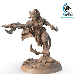 Lerai, the Stinging Wind | Signum Workshop | 8K Resolution 3D Print | Durable Resin | DnD Fantasy Tiefling Demon Rogue Ranger TTRPG Mini