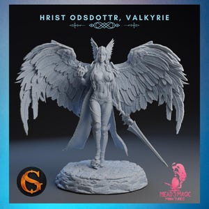 Hrist Odsdottr | SolGood Creations | 12K Resolution 3D Print | Strong Resin | DnD Fantasy Pinup Valkyrie Aasimar Fighter Paladin TTRPG Mini