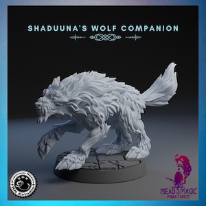 Shaduuna&#39;s Wolf | RN EStudio | 12K Resolution 3D Print | Strong Resin | DnD Fantasy Creature Beast Hell Hound Dire Wolf Familiar TTRPG Mini