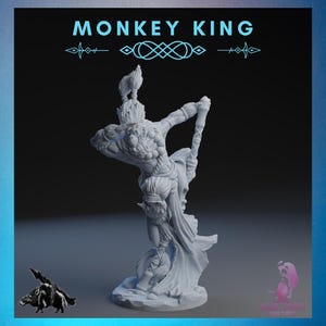 Monkey King | Rocket Pig Games | 12K Resolution 3D Print | Strong Resin | DnD Fantasy Sun WuKong Chinese Myth Hadozee Monk Fighter Cleric