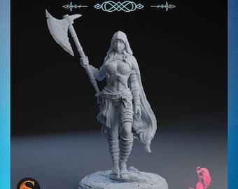 Dekaatrix | SolGood Creations | 12K Auflösung 3D Druck | Starkes Harz | DnD Fantasy Pinup Henker Kleriker Kämpferin TTRPG Mini