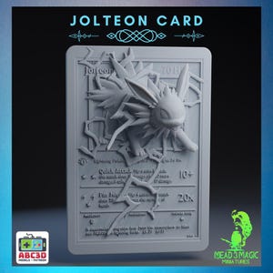 Jolteon - 3D Pokemon-kaart | ABC3D-modellen | 3D-print met resolutie van 12K | Sterke hars | Pop-up 3D TCG verzamelmagneet displaydecor Gen 1