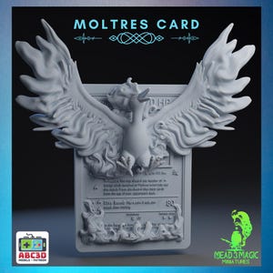 Moltres - 3D Pokemon Karte | ABC3D Modelle | 12K Auflösung 3D Druck | Starkes Harz | Pop Up 3D TKG Sammler Magnet Display Decor Gen 1