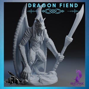 Démon dragon | Jeux de cochon fusée | Impression 3D en résolution 12K | Résine forte | DnD Guerrier(ère) Dragonborn Demon Barbarian Warlock Dark Fantasy
