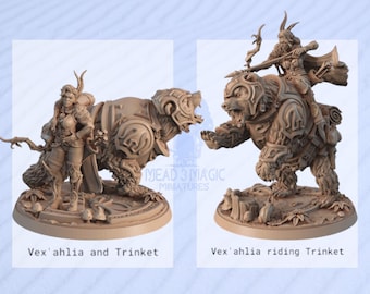 Vex'ahlia from Vox Machina (2 models) | Signum Games | 12K Res 3D Print | Strong Resin | DnD Critical Role Half Elf Beast Master Ranger Mini