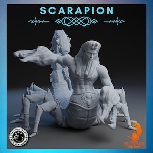 Scarapion | RNE Studio | 12K Resolution 3D Print | Strong Resin | DnD Fantasy TTRPG Mini Egyptian Scorpion King Barbarian Monstrosity