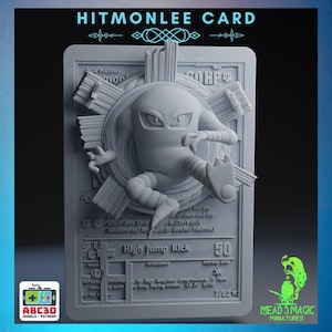 Hitmonlee - 3D Pokemon Karte | ABC3D Modelle | 12K Auflösung 3D Druck | Starkes Harz | Pop Up 3D TKG Sammler Magnet Display Decor Gen 1
