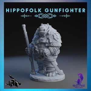 Hippofolk Gunfighter | Rocket Pig Games | 12K Resolution 3D Print | Strong Resin | DnD Dark Fantasy Giff Gunslinger Ranger Imperial Guard