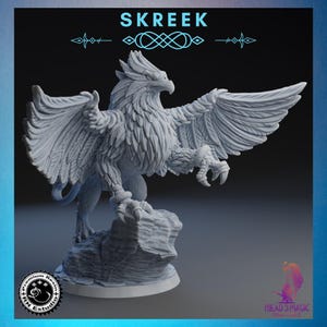 Schnörkel | RNE Atelier | 12K Auflösung 3D Druck | Starkes Harz | DnD Fantasy TTRPG Mini Griffon Fabelwesen Vogelwesen