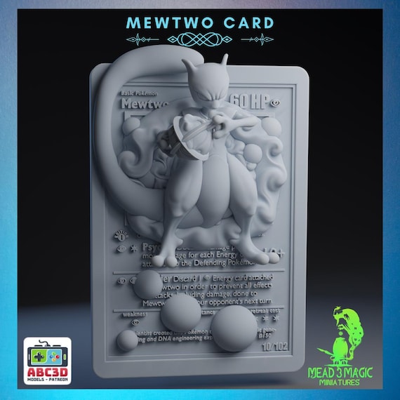 Mewtwo - 3D Pokemon Card | ABC3D Models | 12K Resolution 3D Print