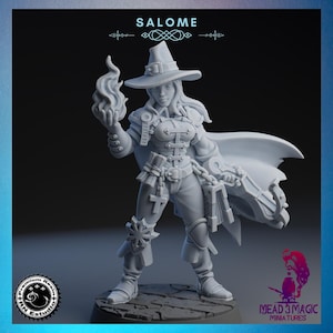 Salome | RN EStudio | 12K Resolution 3D Print | Strong Resin | DnD Fantasy Pinup Female Human Vampire Hunter Ranger Cleric Mage TTRPG Mini