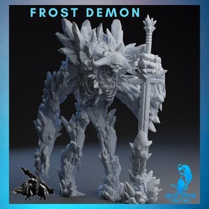 Frost Demon | Rocket Pig Games | 12K Resolution 3D Print | Strong Resin | DnD Dark Fantasy Ice Archdevil Tundra Demon Winter Fiend Fighter