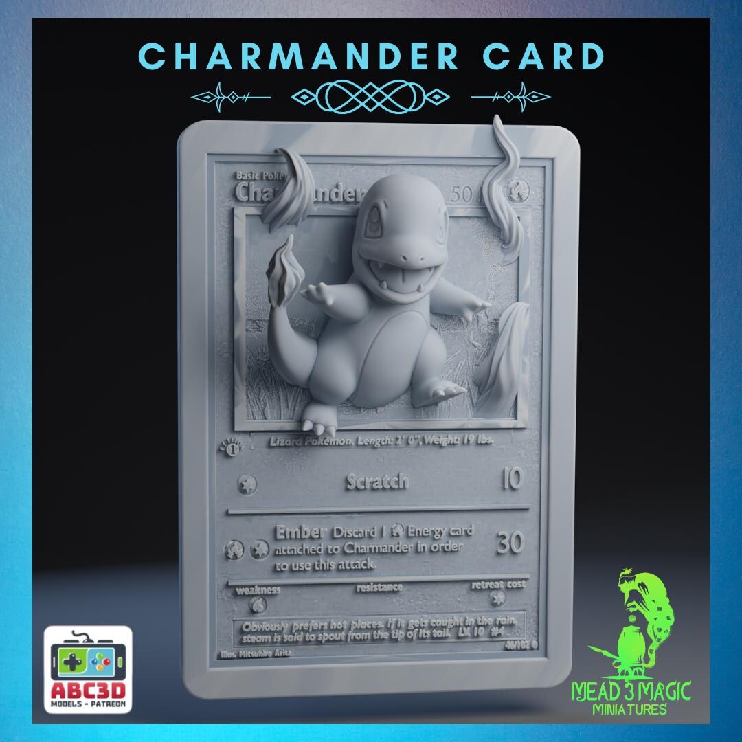 Charmander - 3D Pokemon Card | ABC3D Models | 12K Resolution 3D Print ...