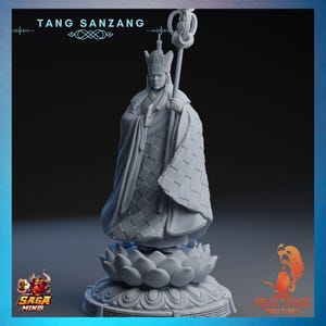 Tang Sanzang | Saga Miniatures | 12K Res. 3D Print | Strong Resin | DnD Black Myth Wukong Dark Fantasy Chinese Myth Cleric Buddhist Monk
