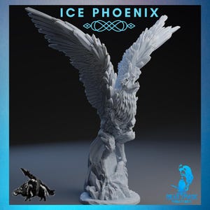 Ice Phoenix | Rocket Pig Games | 12K Resolution 3D Print | Strong Resin | DnD Dark Fantasy Mythical Monster Frost Elemental Tundra Bird