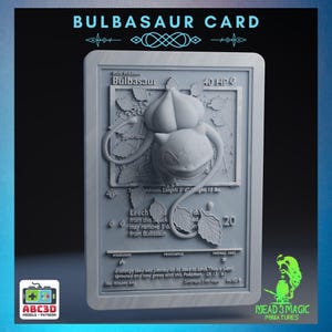 Bisasam - 3D Pokemon Karte | ABC3D Modelle | 12K Auflösung 3D Druck | Starkes Harz | Pop Up 3D TKG Sammler Magnet Display Decor Gen 1