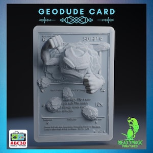 Geodude - 3D Pokemon Karte | ABC3D Modelle | 12K Auflösung 3D Druck | Starkes Harz | Pop Up 3D TKG Sammler Magnet Display Decor Gen 1