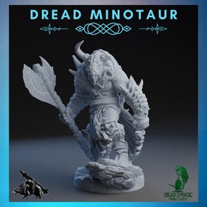 Dread Minotaur | Rocket Pig Games | 12K Resolution 3D Print | Strong Resin | DnD Dark Fantasy Juggernaut Bull Barbarian Fighter Berserker