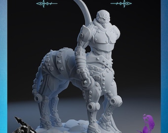Door gevechten gebouwde centaur | Rocket Pig-spellen | 3D-print met resolutie van 12K | Sterke hars | DnD Sci-Fi Fantasy Warforged Knight Construct Paladin