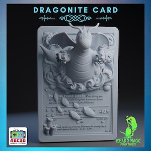 Drachenit - 3D Pokemon Karte | ABC3D Modelle | 12K Auflösung 3D Druck | Starkes Harz | Pop Up 3D TKG Sammler Magnet Display Decor Gen 1