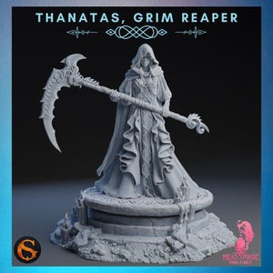 Thanatas / SolGood Creations / Impresión 3D con resolución de 12K / Resina resistente / DnD Fantasy Pinup Grim Reaper Lich Queen Death Cleric TTRPG Mini