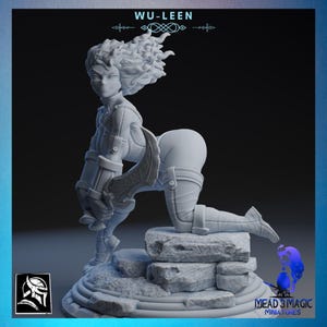 Wu-Leen | Hard Witch Games | 12K Resolution 3D Print | Strong Resin | DnD Fantasy Pin-Up Female Elf Rogue Assassin Thief TTRPG Mini