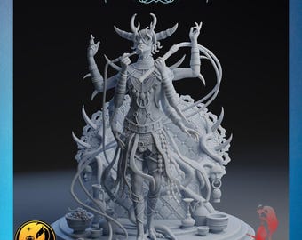 Gamazash | Draco Ateliers | 12K Auflösung 3D Druck | Starkes Harz | DnD Dark Fantasy Soulslike Dämon Hexenmeister Erzteufel Schamane TTRPG Mini