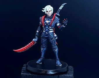 Vampire/Dhampir Rogue | RN Estudio | Neokingdoms vol. 1 | 8K Resolution 3D Print | Strong & Flexible Resin | DnD Fantasy Tabletop RPG Mini