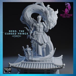 Nero, the Cursed Prince | Secret Forge | 12K Resolution 3D Print | Strong Resin | DnD Dark Fantasy Oni Hexblade TTRPG Mini Inner Demon Oni