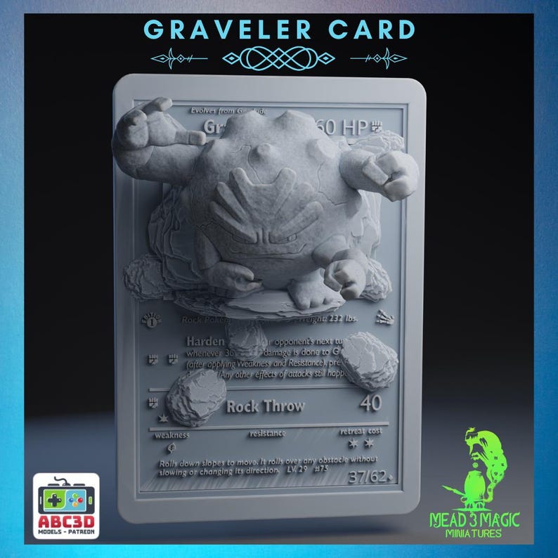 Graveler - 3D Pokemon Card | ABC3D Models | 12K Resolution 3D Print ...
