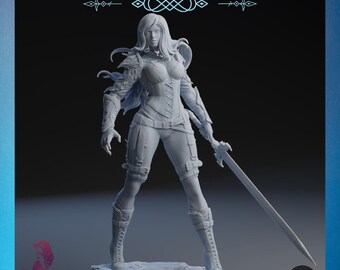 Fraktal | Luis Donaldo Meza | 12K Auflösung 3D Druck | Starkes Harz | DnD Dark Fantasy Pin-Up Kämpfer Paladin TTRPG Mini