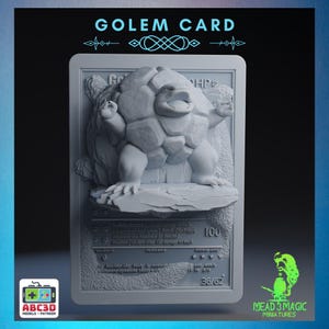 Golem - 3D Pokemon Karte | ABC3D Modelle | 12K Auflösung 3D Druck | Starkes Harz | Pop Up 3D TKG Sammler Magnet Display Decor Gen 1