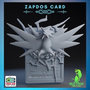 Zapdos - 3D Pokemon Karte | ABC3D Modelle | 12K Auflösung 3D Druck | Starkes Harz | Pop Up 3D TKG Sammler Magnet Display Decor Gen 1