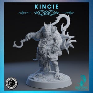 Kincie | RNE Studio | 12K Resolution 3D Print | Strong Resin | DnD Fantasy TTRPG Mini Sahaguin Pirate Fighter Kuo-Toa Druid Buccaneer
