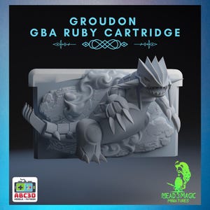 Groudon - 3D Pokemon Karte | ABC3D Modelle | 12K Auflösung 3D Druck | Starkes Harz | Pop Up 3D TKG Sammelkartusche GBA Pokemon Ruby