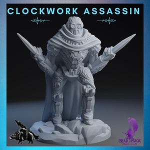 Clockwork Assassin | Rocket Pig Games | 12K Resolution 3D Print | Strong Resin | DnD Sci-Fi Fantasy Warforged Construct Rogue Golem Fighter