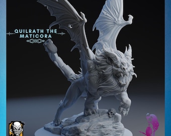 Quilrath The Maticora | Txiki Design | 12K Resolution 3D Print | Strong Resin | DnD Fantasy Manticore Creature Monster Scorpion Lion Mini