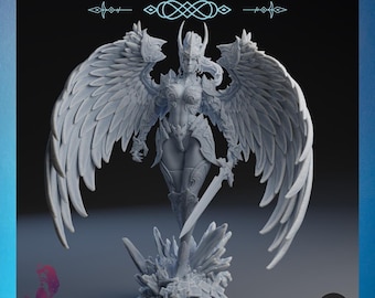 Grorhy | Luis Donaldo Meza | 12K Auflösung 3D Druck | Starkes Harz | DnD Dark Fantasy Pin-Up Walküre nordischen Mythos Kriegerin TTRPG Mini