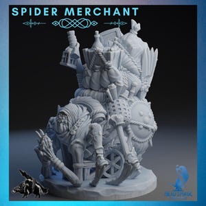 Spider Merchant | Rocket Pig Games | 12K Resolution 3D Print | Strong Resin | DnD Dark Fantasy Chitine Trader Aranea Shopkeeper Trader